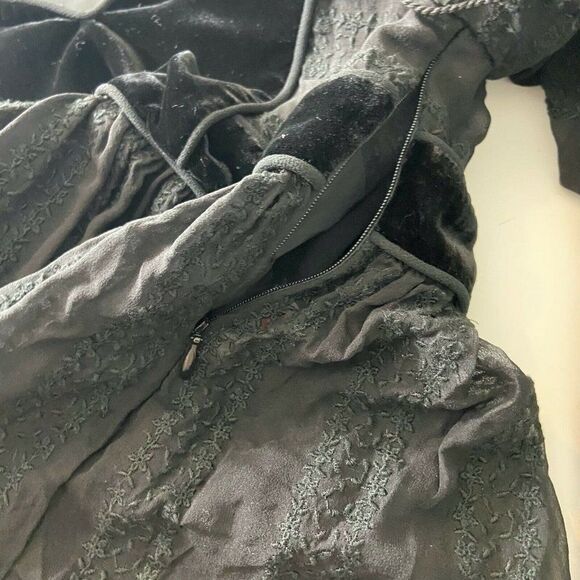 Ulla Johnson Riya Blouse Women's size 4 Black Silk Sheer Velvet Embroidered Top - Picture 4 of 6